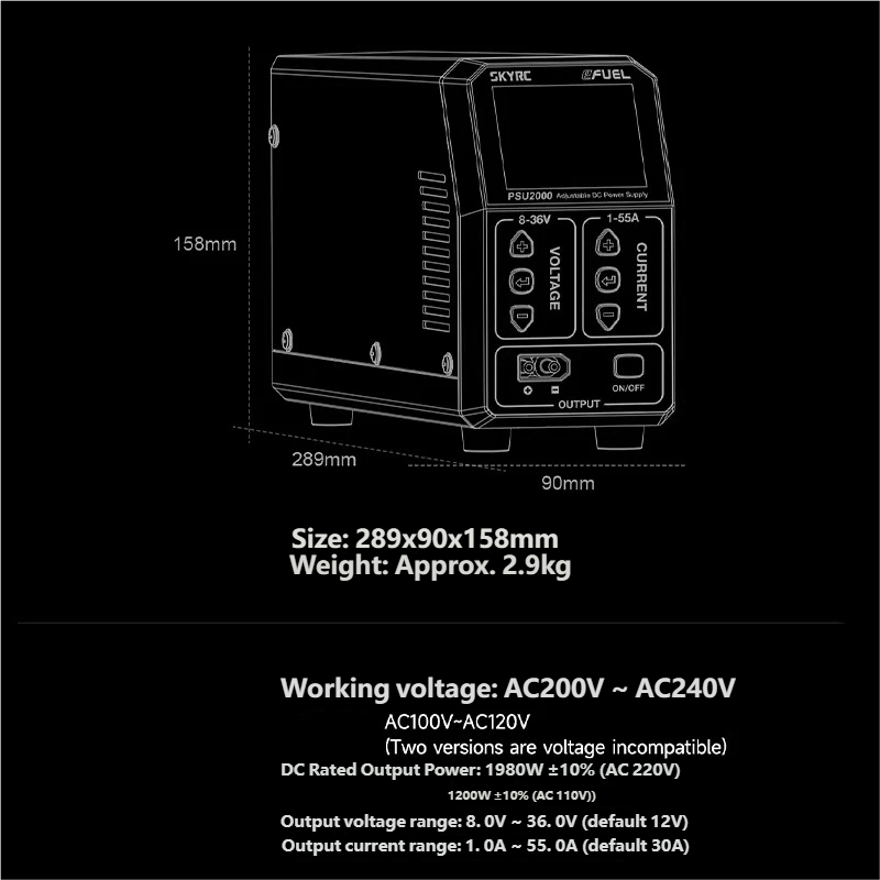SKYRC PSU2000 1980W Adjustable - Drone Battery 评论和价格